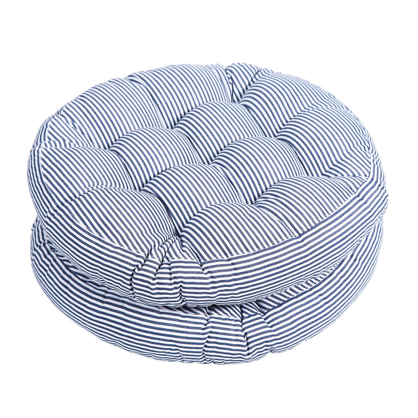 Tiita Indoor/Outdoor Cushions 22 Inch Round Striped Chair Cushions for Patio Garden Seat Cushion Pads for Home Floor Pillows Window Pad Set of 2, Blue