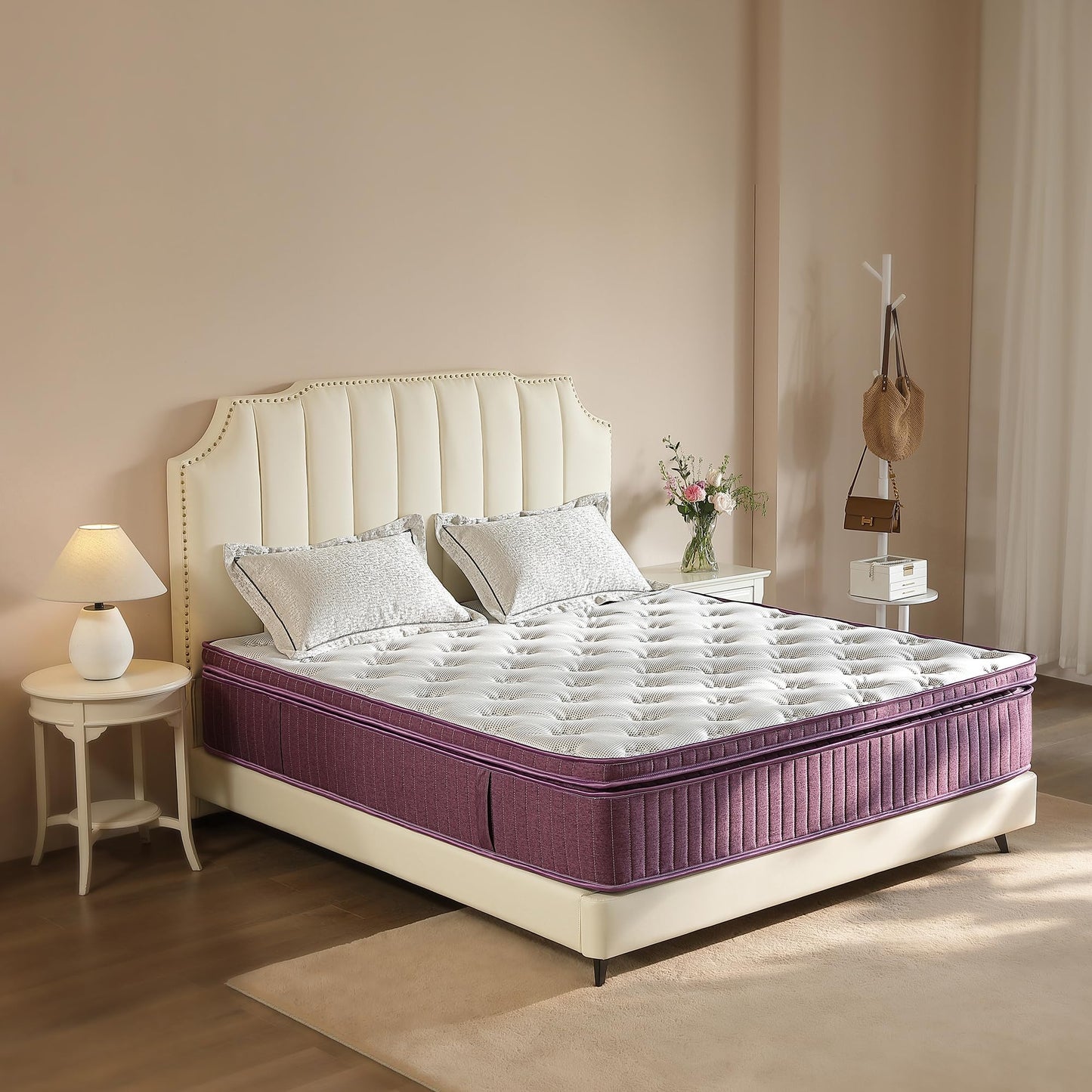 BedsPick Queen Mattress, 12 inch Hybrid Mattress Queen Size in a Box Pillow Top with Gel Memory Foam and Pocketed Coils for Lumbar Support, Spinal Pressure Relief, Medium Firm, CertiPUR-US