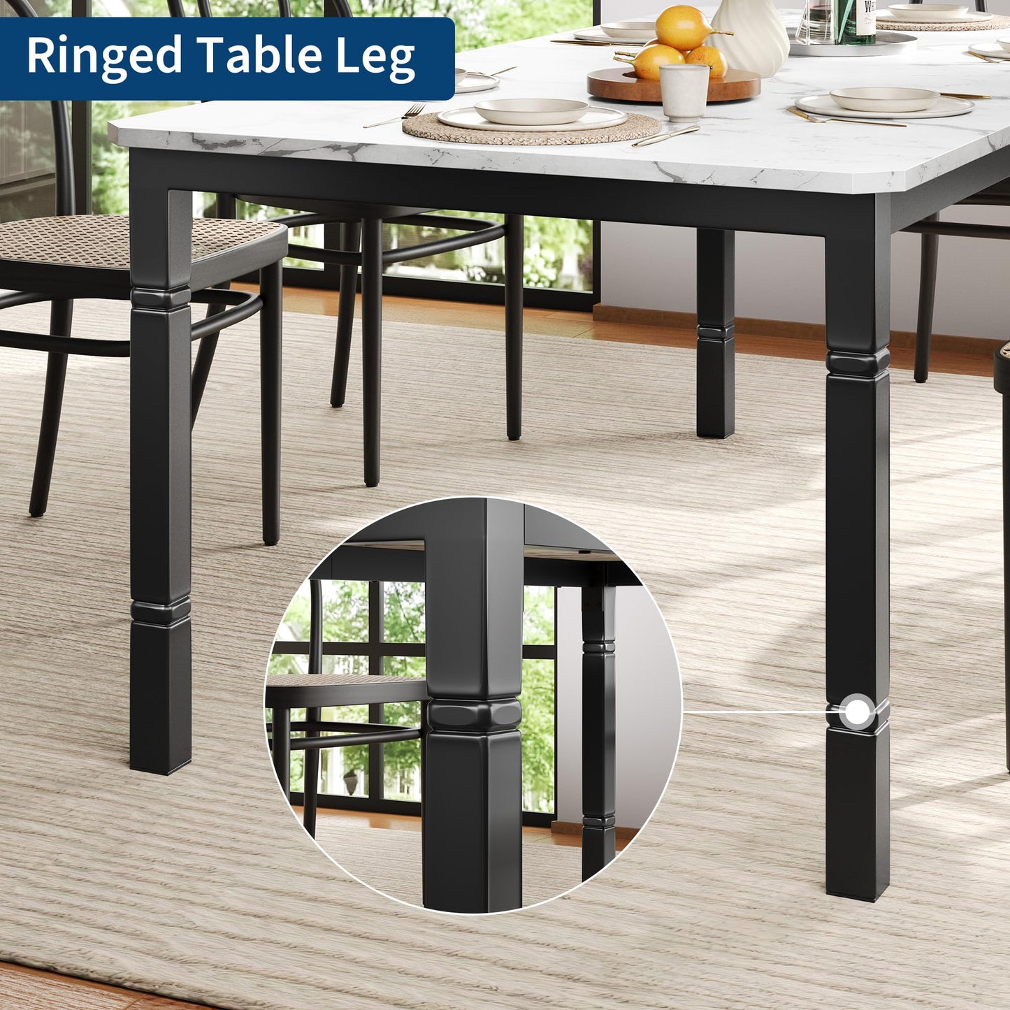 GAOMON Dining Table for 6-8 People - 78.7" Farmhouse Rustic Industrial Kitchen Table with Sturdy Metal Frame & Chamfered Corners, Wood Tabletop for Dining Room, Breakfast Nook, Small Space