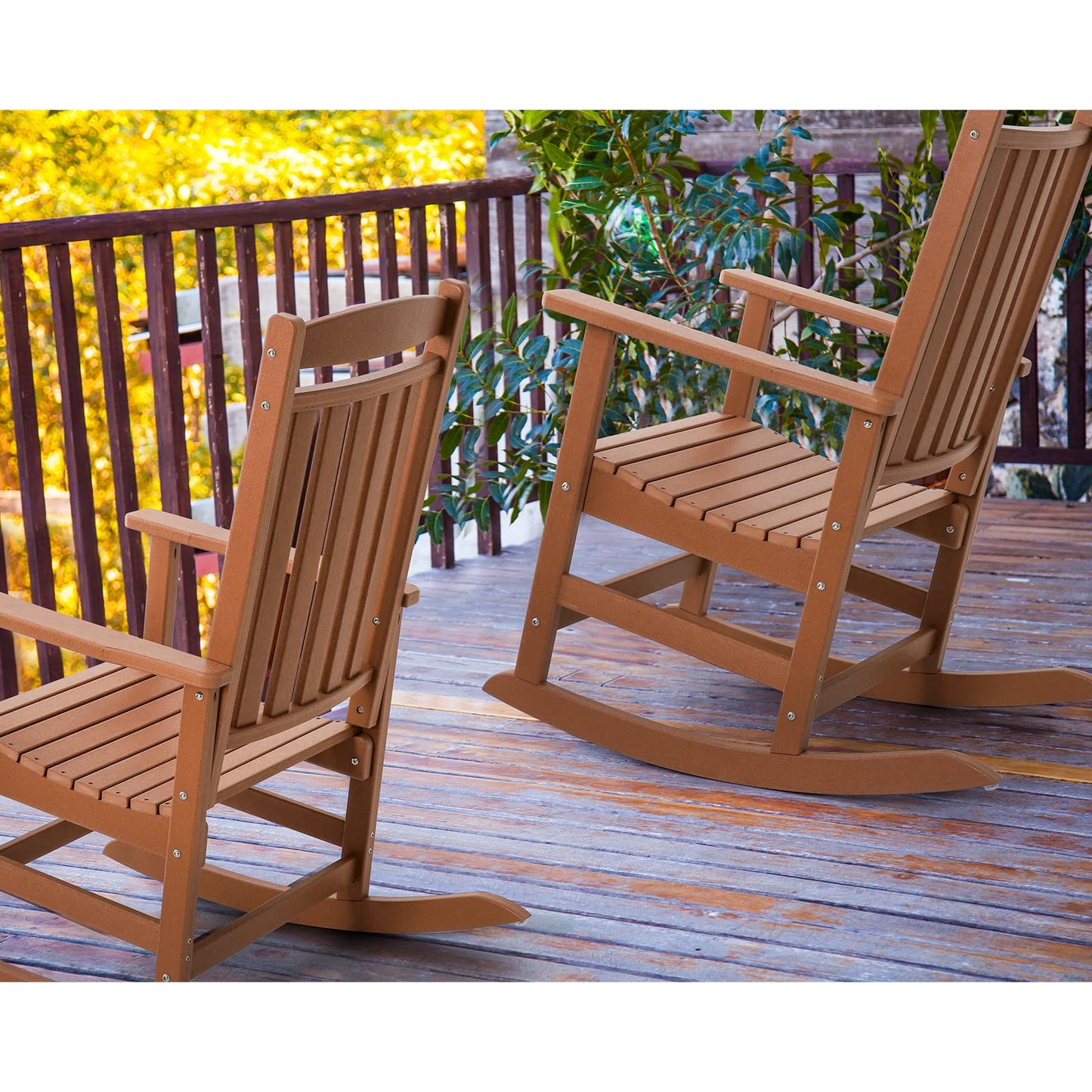 FUNBERRY Outdoor Rocking Chairs, HDPE All Weather Poly Lumber Rocker, High Back Patio Rockers Easy Assembly