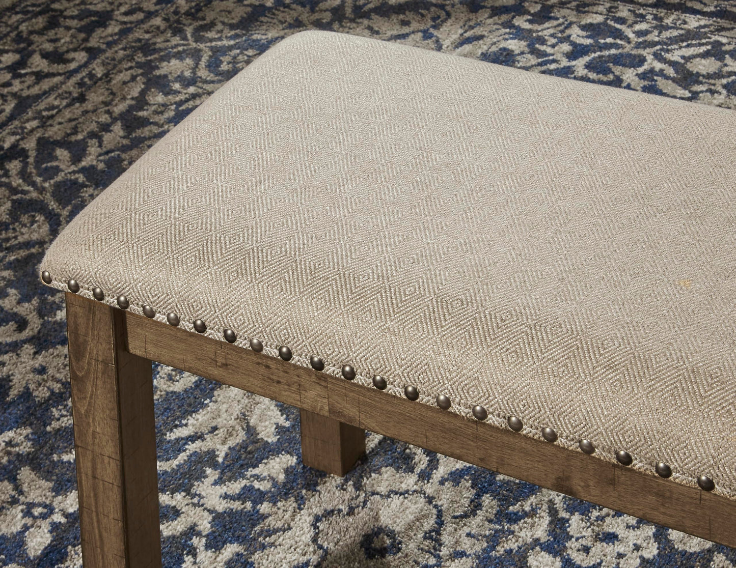 Signature Design by Ashley Moriville Casual Rustic Upholstered Dining Bench, Grey & Brown