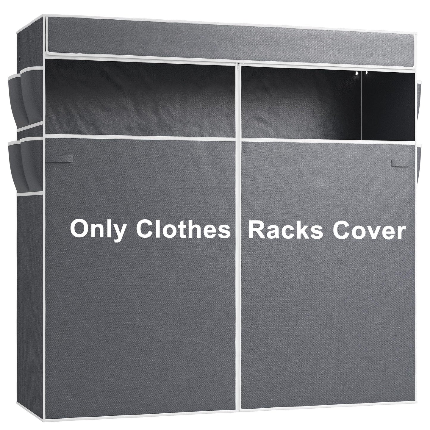 Raybee Garment Rack Cover Only, Fabric Clothing Rack Cover with Zipper, with PVC Clear Window & 8 Side Storage Pockets, Cover Only 76.7" W X 75.1" H X 17.9" D(Large)