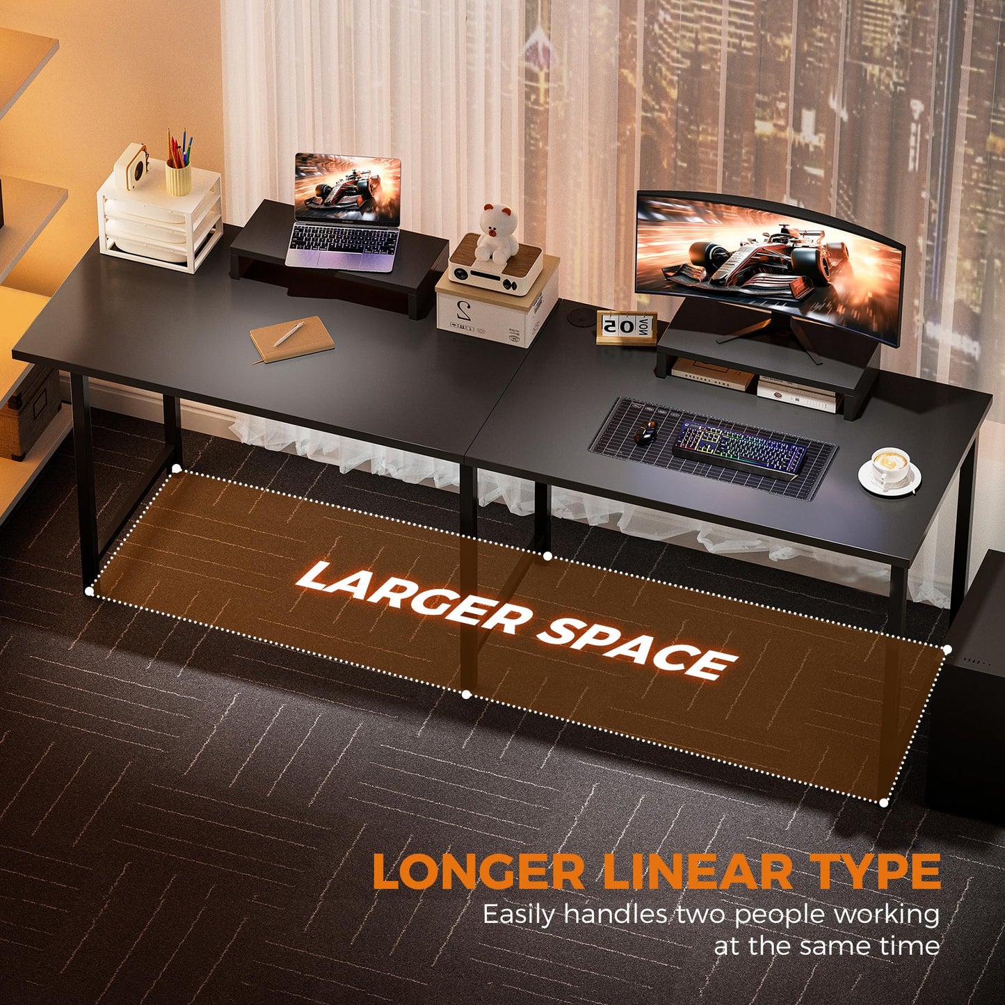 GTRACING L Shaped Gaming Desk 57", Reversible Computer Desk Compatible with Monitor Arm Corner Desk Gaming Table for Home Office Desks Easy to Assemble Ergonomic Corner Table with Durable Steel Frame
