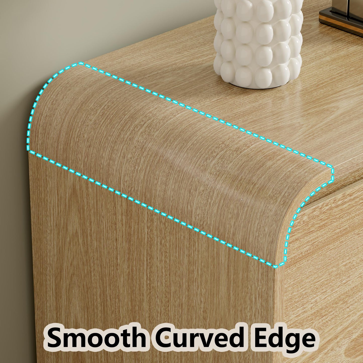 Furniouse Modern Dresser 6 Large Storage Drawers for Clothes Organizer, Modern Chest of Drawers for Closet, 47" Long Curved Profile Design Mid Century Dresser for Bedroom,Living