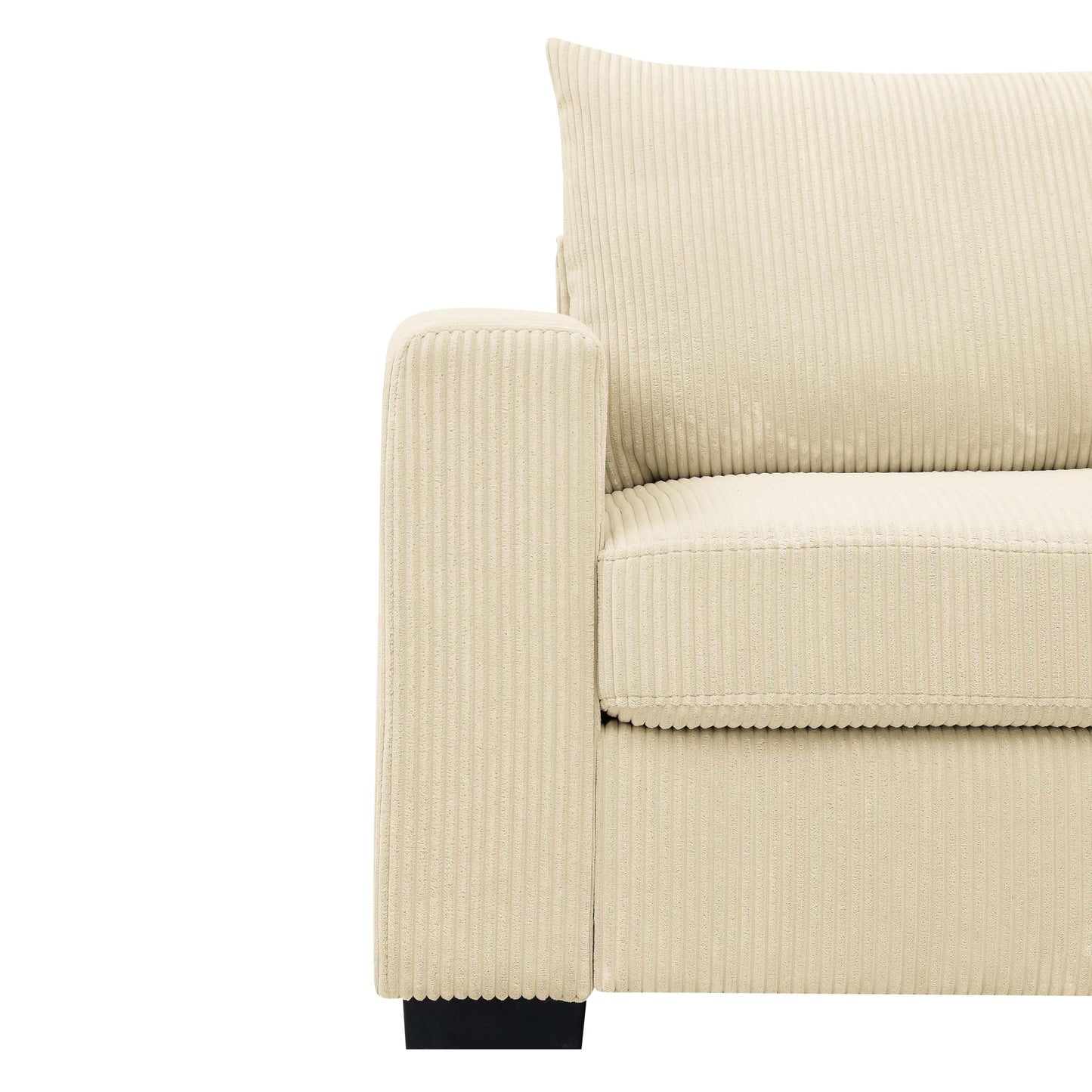 MYEYPEL Corduroy 2 Seat Sofa with 2 Pillow,79" Comfortable Straight-Row Sofa,Modern Minimalist Style Couch,Upholstered Loveseat Couch for Apartment,Living Room,Office,Cream