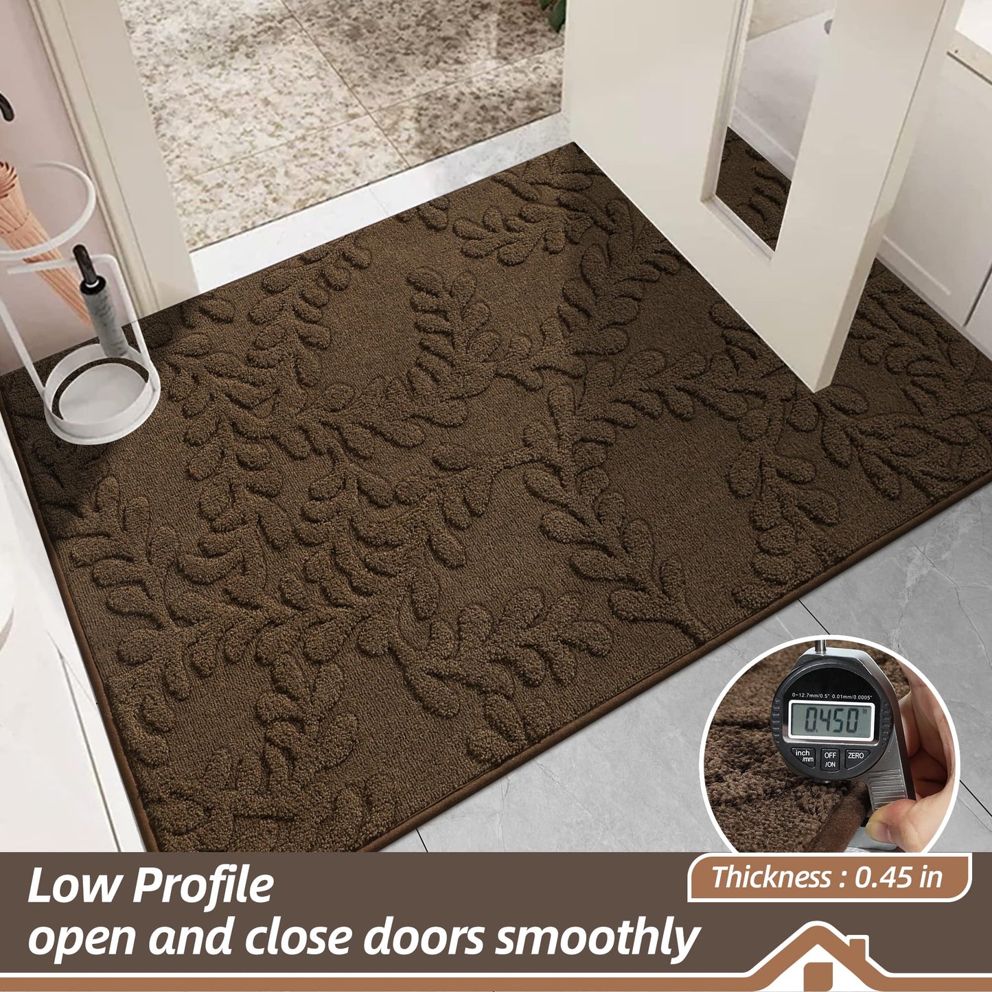 BEQHAUSE Door Mats 36”x60”, Dirt Trapper Doormats Indoor, Non-Slip Washable Entryway Rugs, Super Absorbent Welcome Mat for Front Door, Muddy Shoes & Paws, Brown