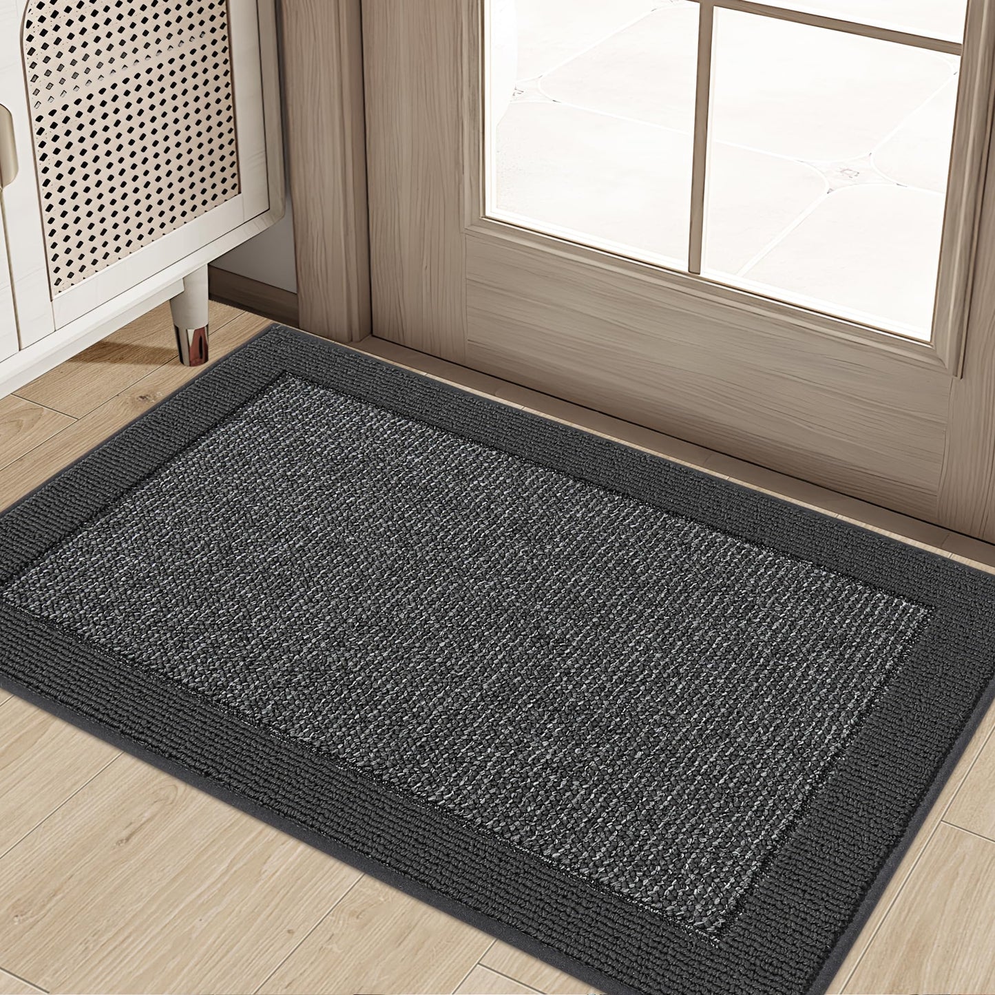 BEQHAUSE Indoor Door Mat 20" x 32", Dirt Trapper Door Mats Non-Slip Entryway Rugs Washable, Resist Dirt Absorbent Welcome Mat, Low Profile Floor Mats for Front Back Door and Entryway, Charcoal