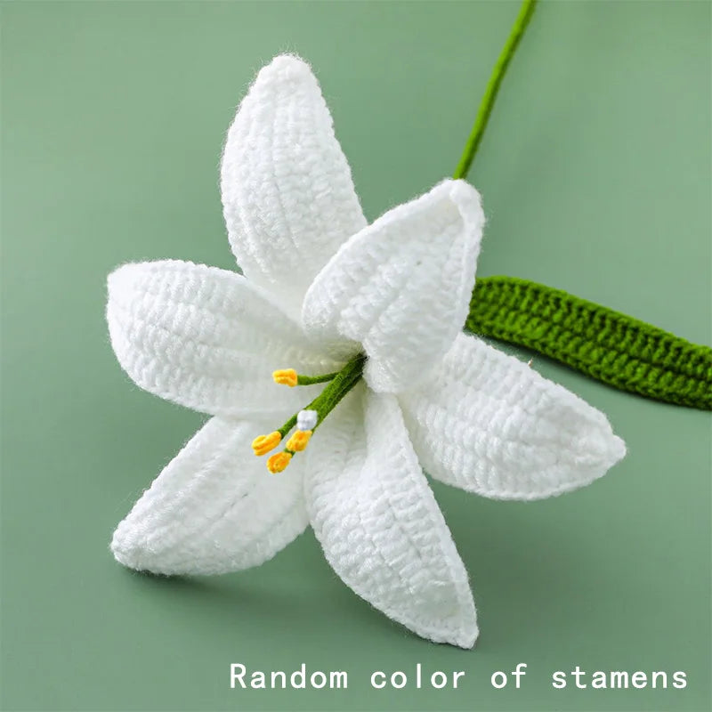 Hand-Knitted Crochet Lily Bouquet Gift