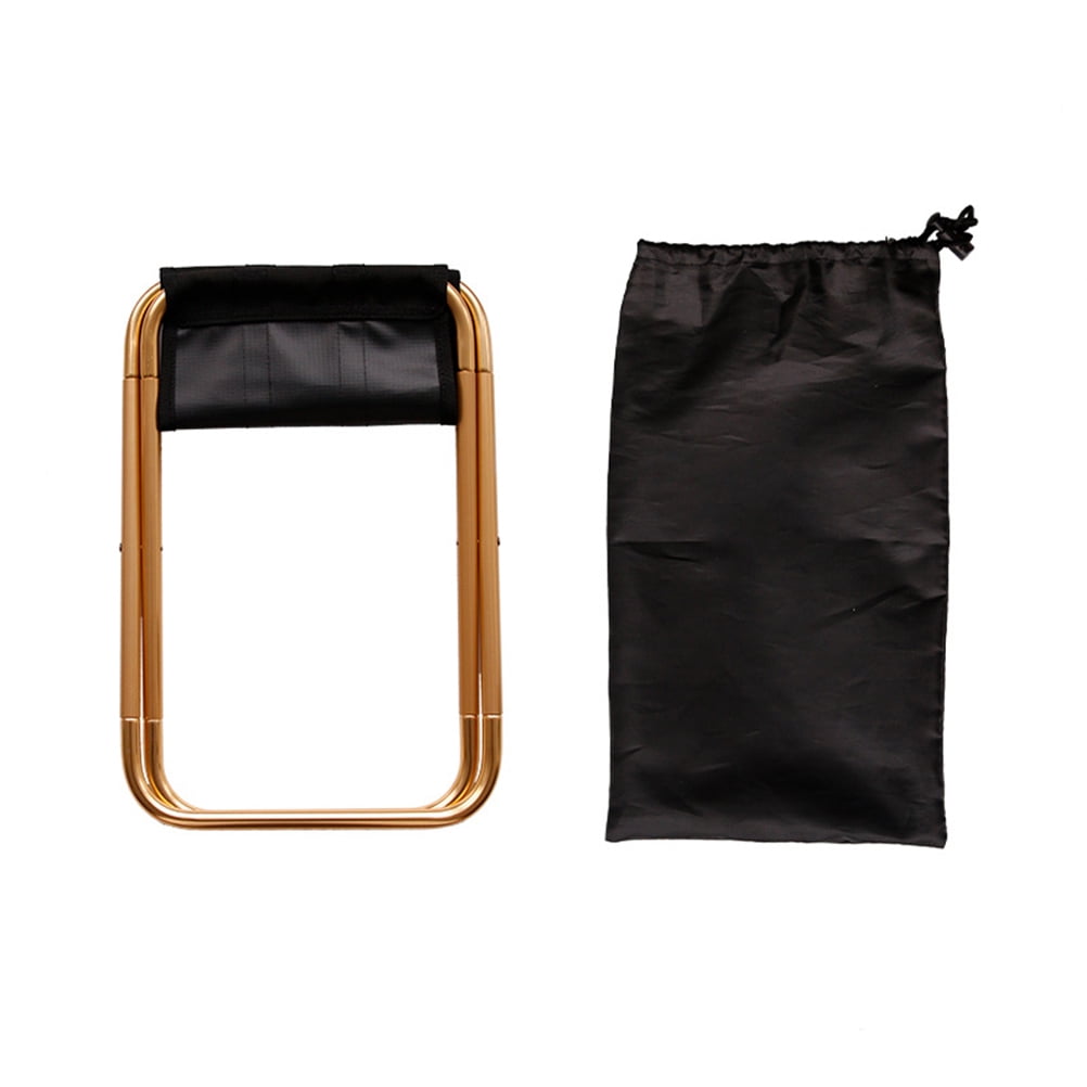 HOOWIFFY Folding Chair Portable Stool Golden Metal Oxford Cloth 1Set for Camping Traveling