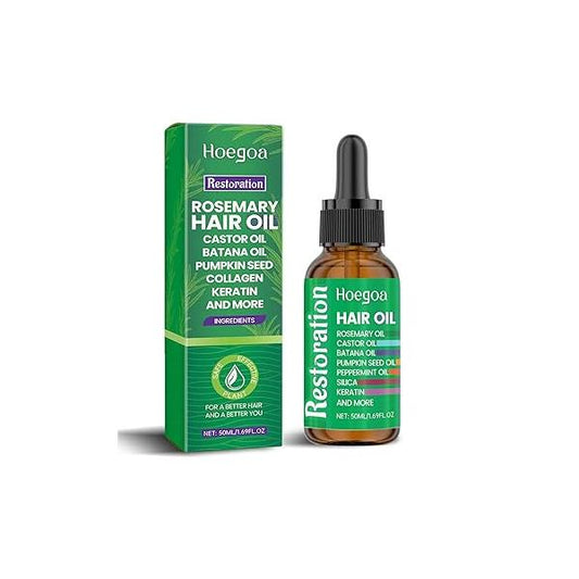 Rosemary Hair Oil with Batana Oil, Castor Pumpkin Seed Peppermint Silica, Keratin, Collagen and Multiple Beneficial Ingredients, Organic for Growth
