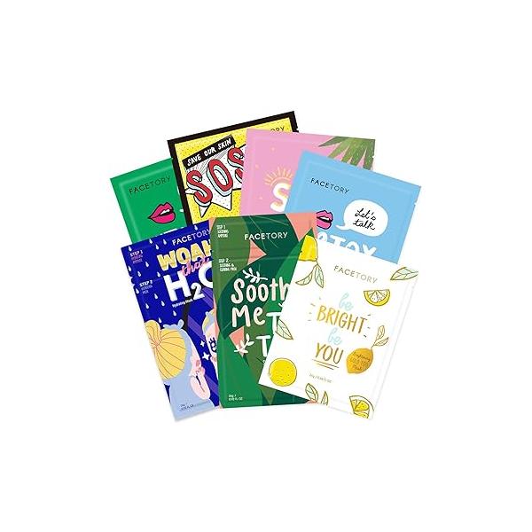 FACETORY K Beauty Face Mask Skin Care - BEST OF 7 COLLECTION Sheet Set | Natural Premium Korean For All Types No Sulfates Parabens (7 pc)