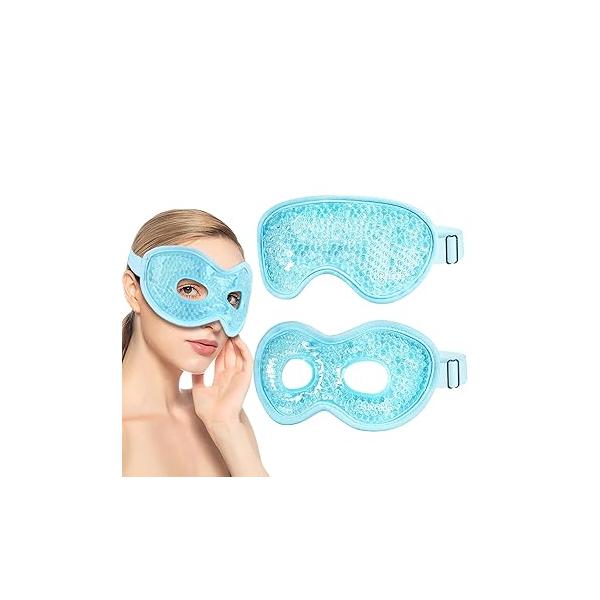 Luxtude Gel Eye Mask Cooling for Dry Eyes 2PCS, Heated Warm Ice Pack Reusable Sleep Mask, Frozen Cold Compress Puffiness/Dark Circles/Headaches/Allergies (Blue)