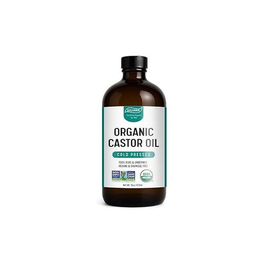 Organic Castor Oil - Cold-Pressed, Hexane-Free, Vegan (16oz) Nourishing Hair & Skin Treatment, Lash Brow Serum，16oz