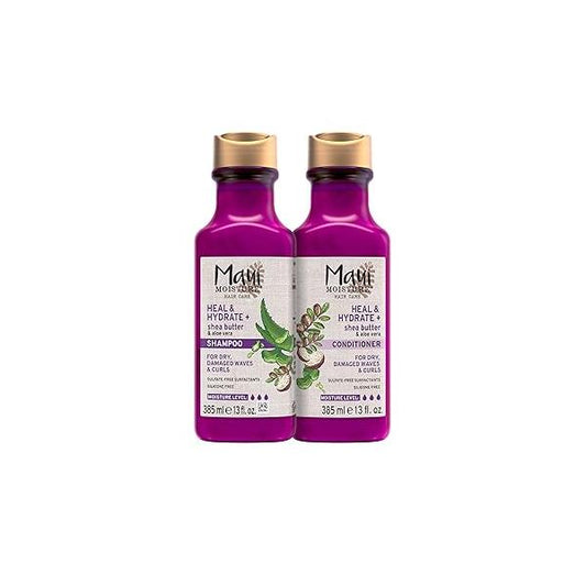 Maui Moisture Heal & Hydrate + Shea Butter Shampoo Conditioner to Repair Deeply Moisturize Tight Curly Hair with Coconut Macademia Oils, Vegan, Silicone, Paraben Sulfate-Free, 13 Fl Oz (Pack of 2)
